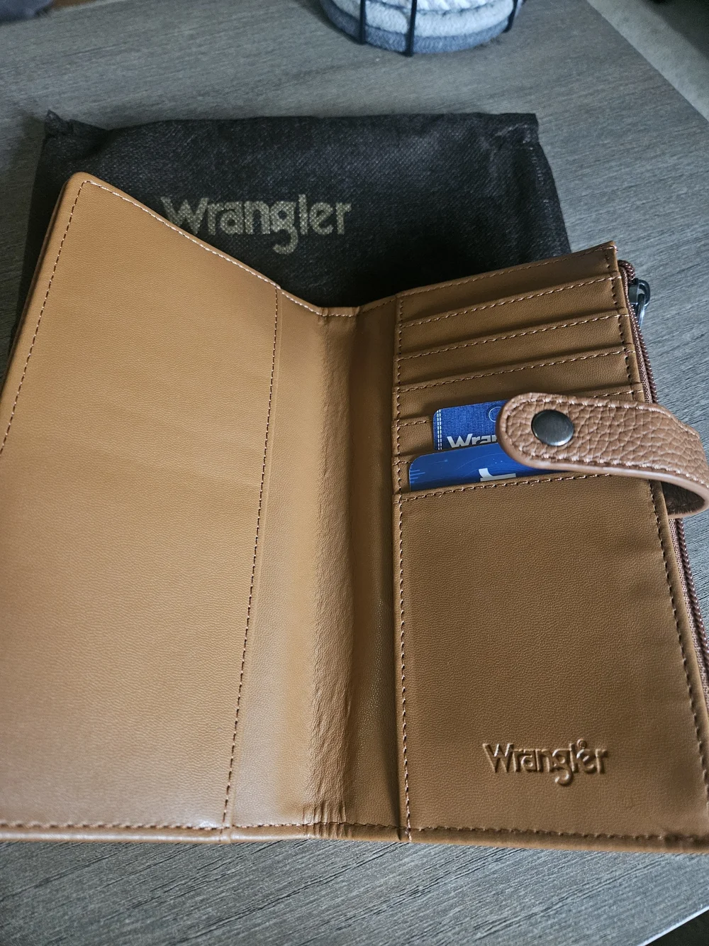 Wrangler Brown Faux Leather Wallet with Leopard Removeable Coin Pouch NWT